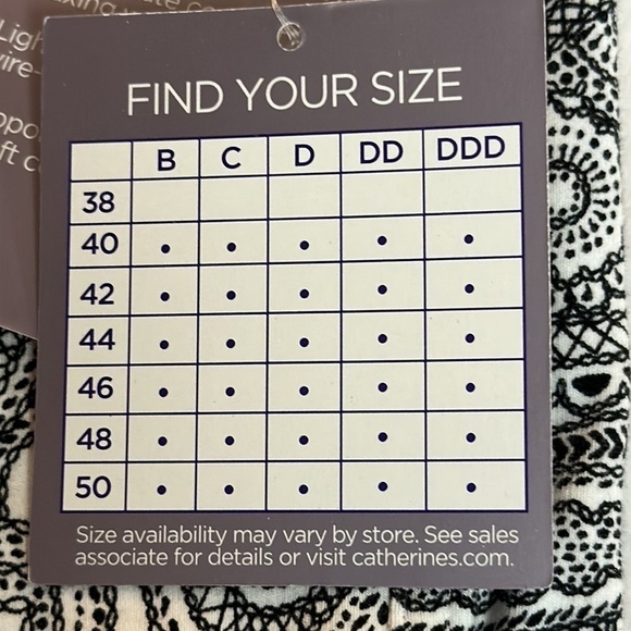 Catherine’s Intimates No Wire BlackWhite Paisley Print Cotton Comfort NWT 50DDD - Picture 10 of 12
